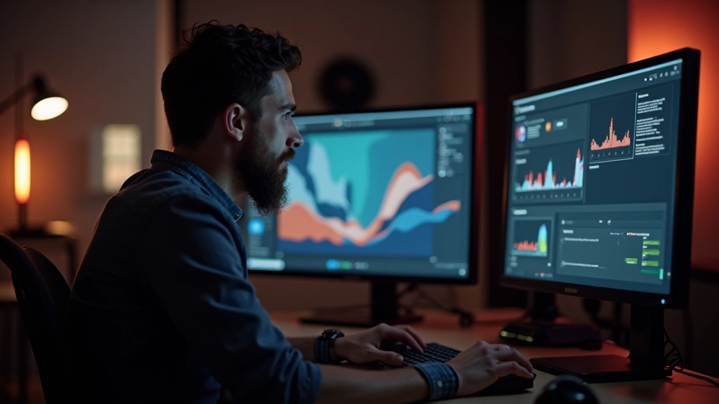 Designer animateur travaillant sur timeline et keyframes d'une animation motion graphics